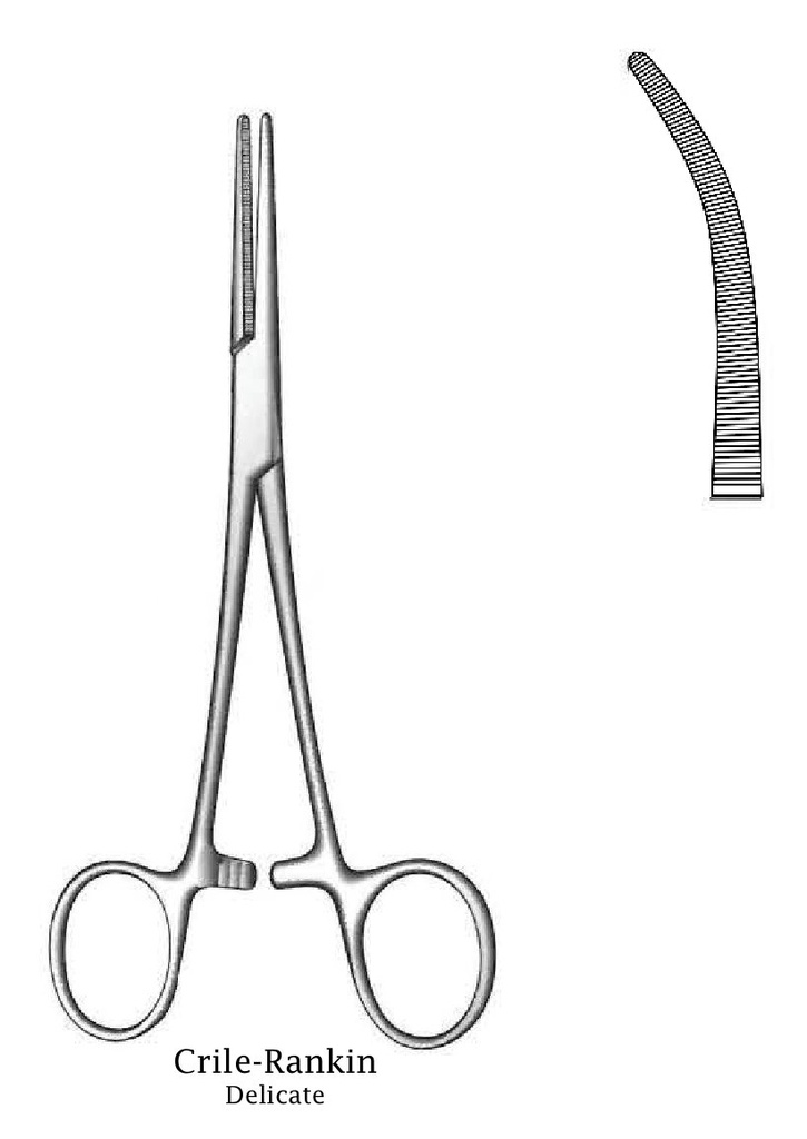 Crile-Rankin artery clamp, curve, delicate-length = 16 cm / 6-1 / 4 "