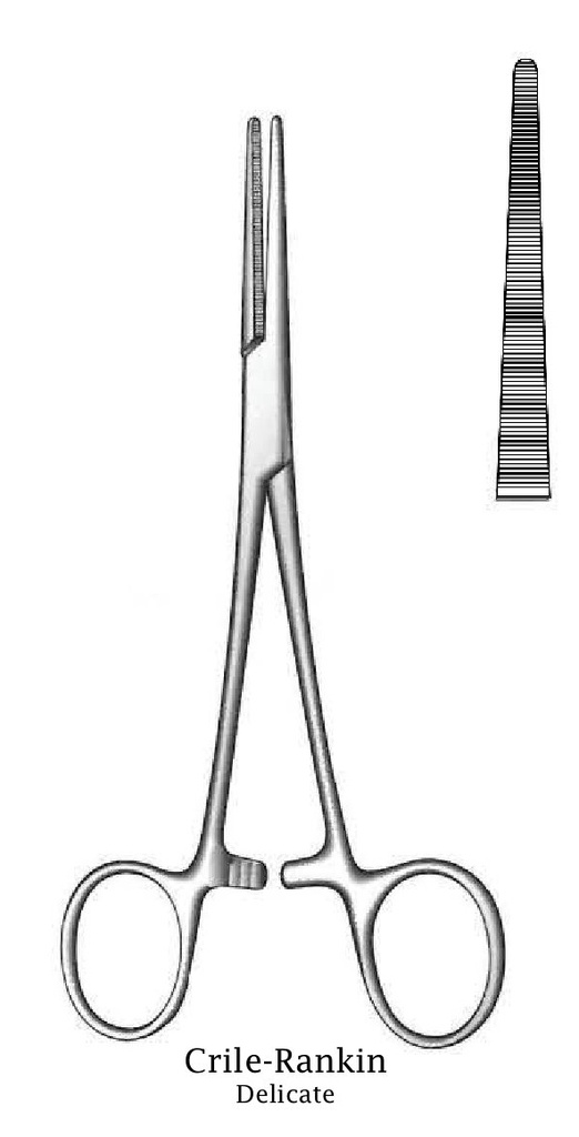 Crile-Rankin artery clamp, straight, delicate-length = 16 cm / 6-1 / 4 "