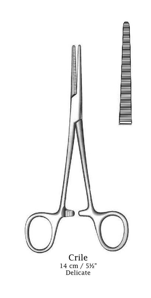 Pinza para arteria Crile, recta, delicada - longitud = 14 cm / 5-1/2"