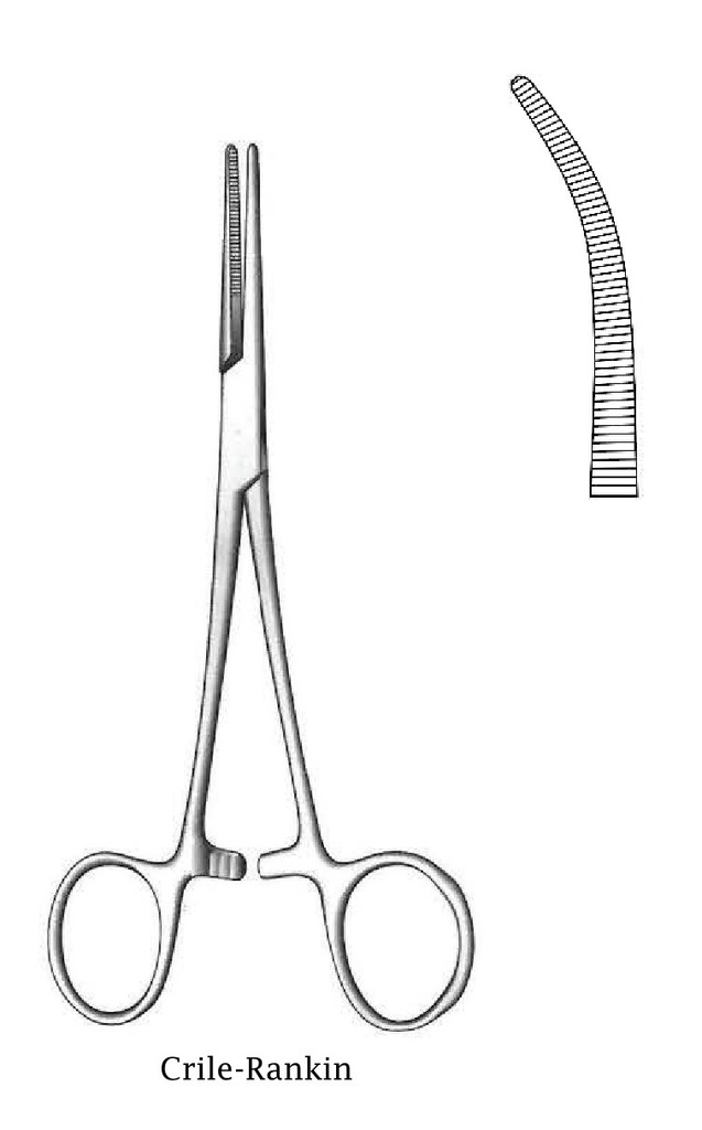 Pinza para arteria Crile-Rankin, curva - longitud = 16 cm / 6-1/4"