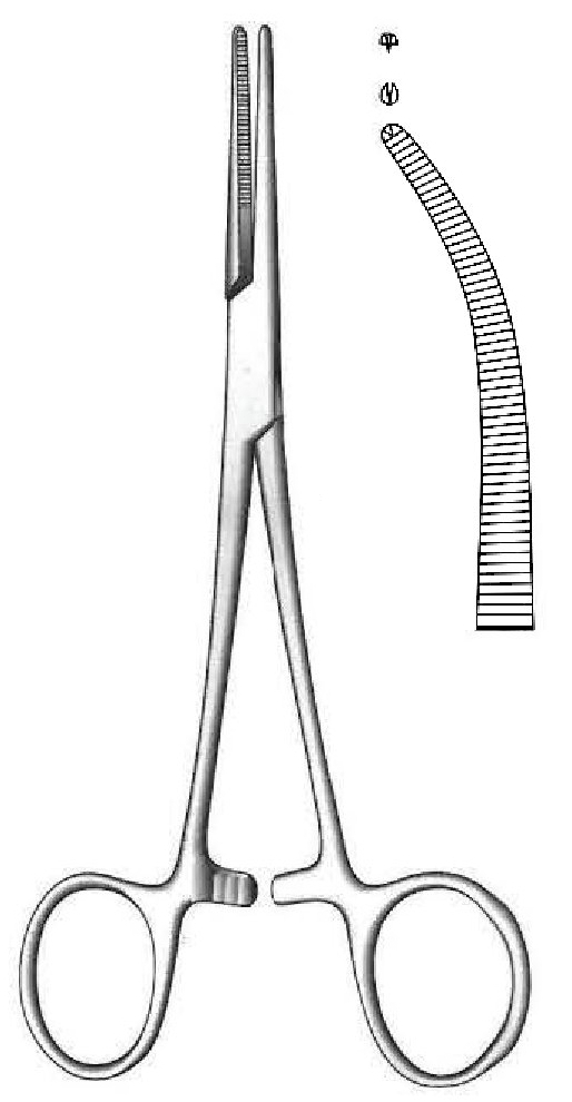 Pinza para arteria Crile-Rankin, curva, dientes 1:2 - longitud = 16 cm / 6-1/4&quot;
