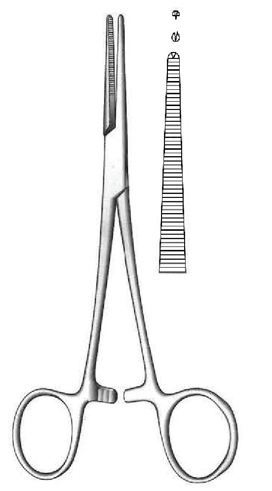 Pinza para arteria Crile-Rankin, recta, dientes 1:2 - longitud = 16 cm / 6-1/4&quot;