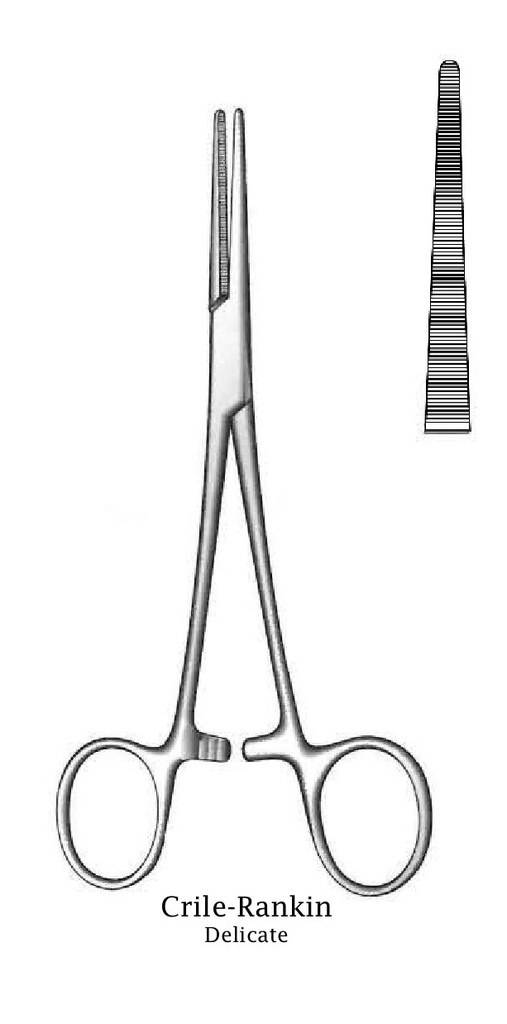 Pinza para arteria Crile-Rankin, recta, delicada - longitud = 18 cm / 7"