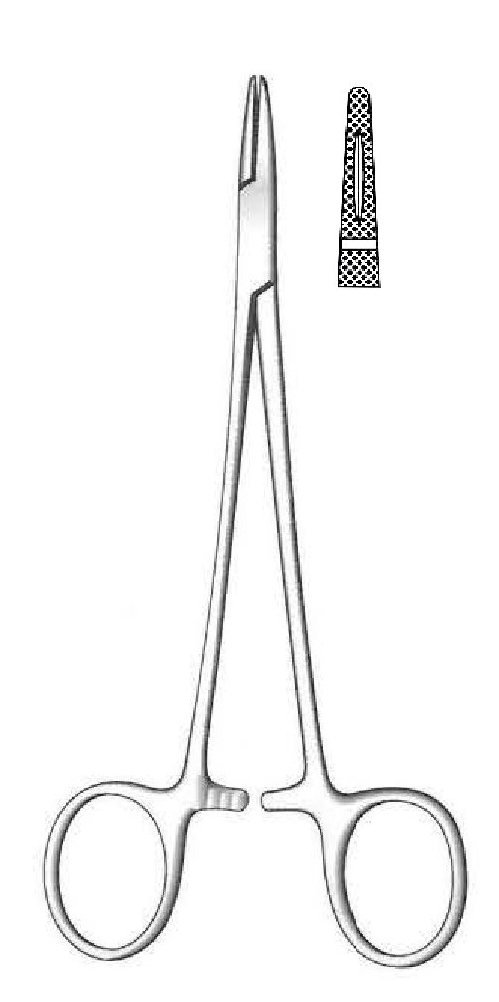 Porta Agujas de Crile-Wood con Punta Recta y Mandíbulas Dentadas - Longitud de 15 cm