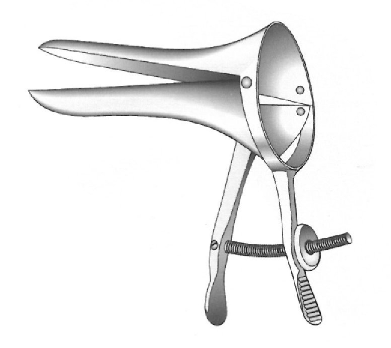 Cusco vaginal spicle, stainless steel sheet handle - long