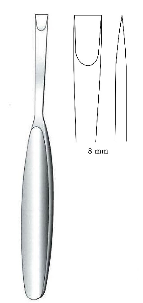 Periostótomo Cushing, ancho = 8 mm - longitud = 17 cm / 6-3/4"
