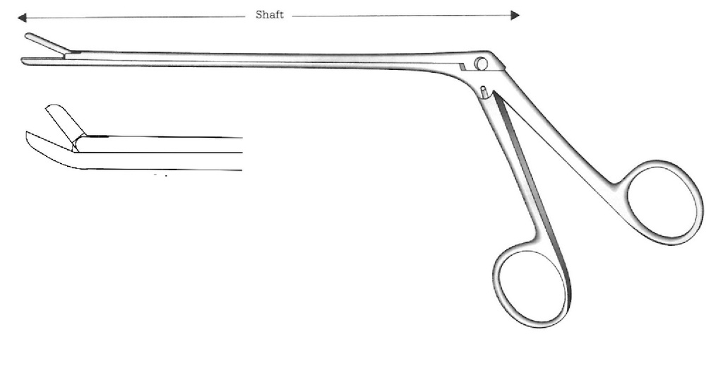 Pinza para laminectomía Cushing, hacia arriba, diámetro = 2 x 10 mm, ángulo = 45° - longitud = 12 cm