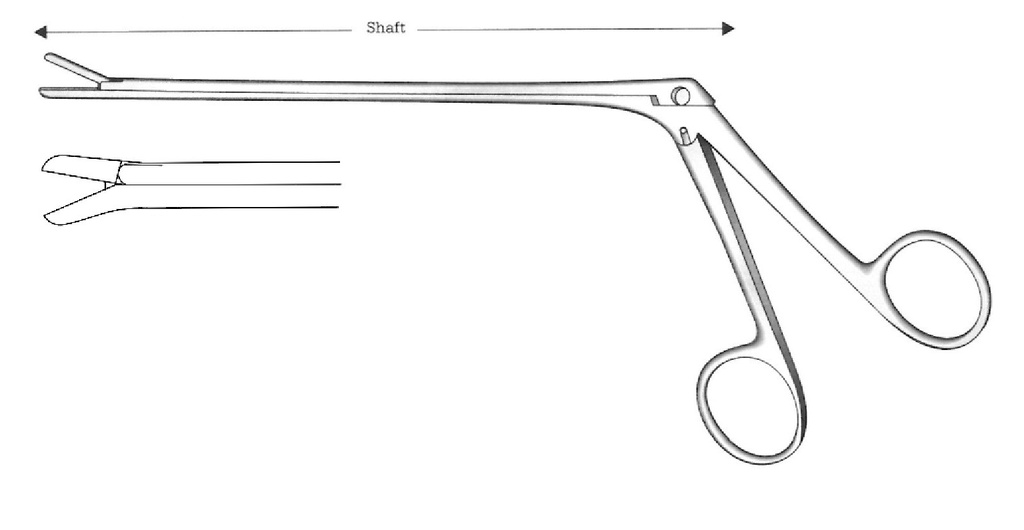 Pinza para laminectomía Cushing, hacia abajo, diámetro = 2 x 10 mm, ángulo = 45° - longitud = 15 cm