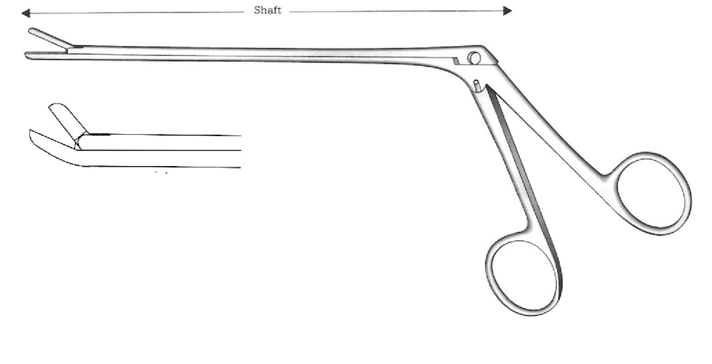 Pinza para laminectomía Cushing, hacia arriba, diámetro = 2 x 10 mm, ángulo = 45° - longitud = 15 cm