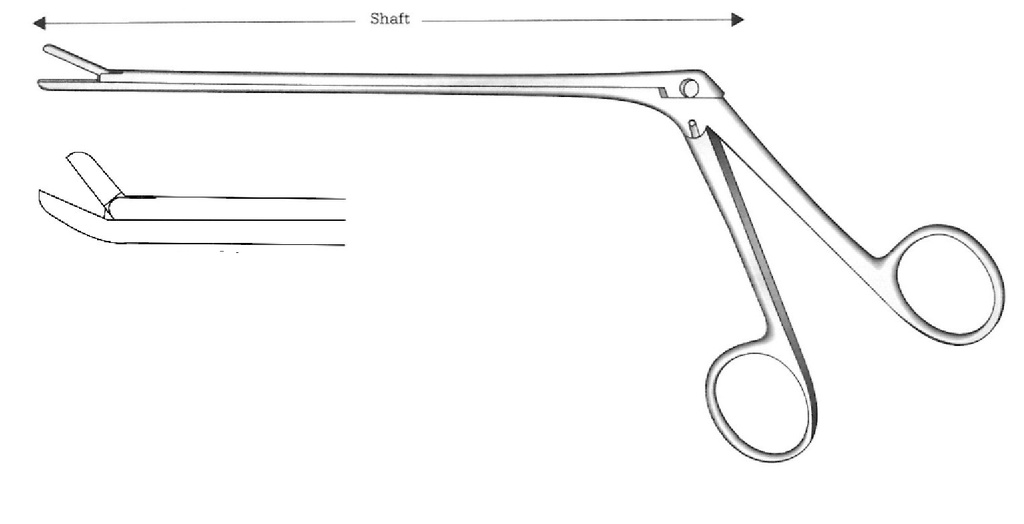 Pinza para laminectomía Cushing, hacia arriba, diámetro = 2 x 10 mm, ángulo = 45° - longitud = 18 cm