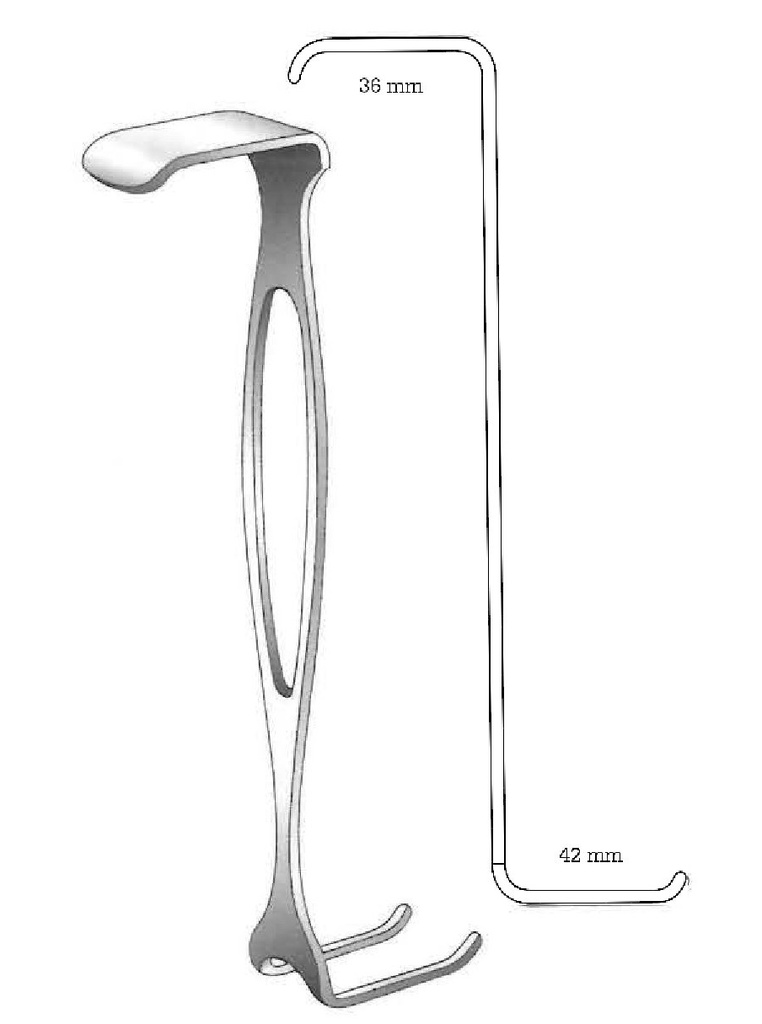 Separador doble punta Czerny, valva 1 = 36 mm, valva 2 = 42 mm - longitud = 17.5 cm / 7"