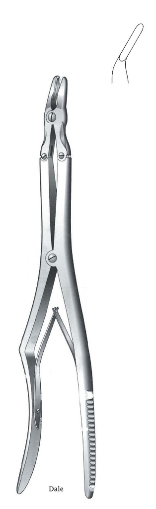 Bone clamp Dale, curve, tip = 3 mm - length = 36 cm / 14-1 / 2 "