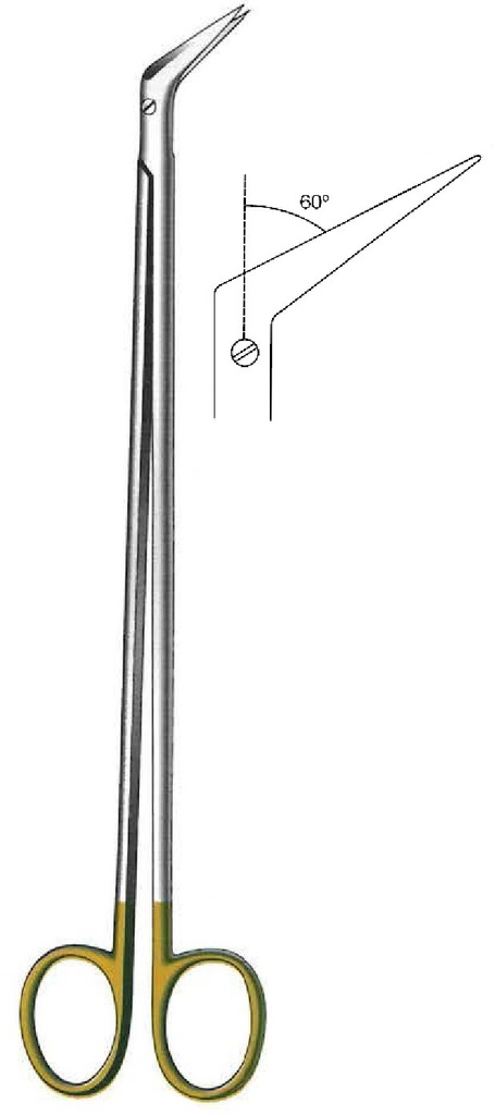Tijera vascular De Bakey, ángulo = 60°, TC Gold - longitud = 23 cm / 9"