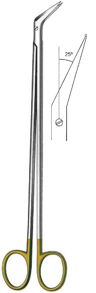Tijera vascular De Bakey, ángulo = 25°, TC Gold - longitud = 23 cm / 9"