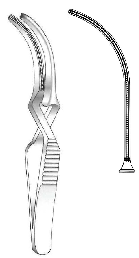 Bakey Atraumatic Bulldog clamp, curved - length = 11.5 cm / 4-3 / 4 "