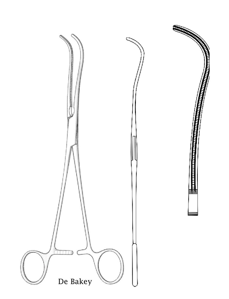 Bakey vascular clamp - length = 19 cm / 7-1 / 2 "