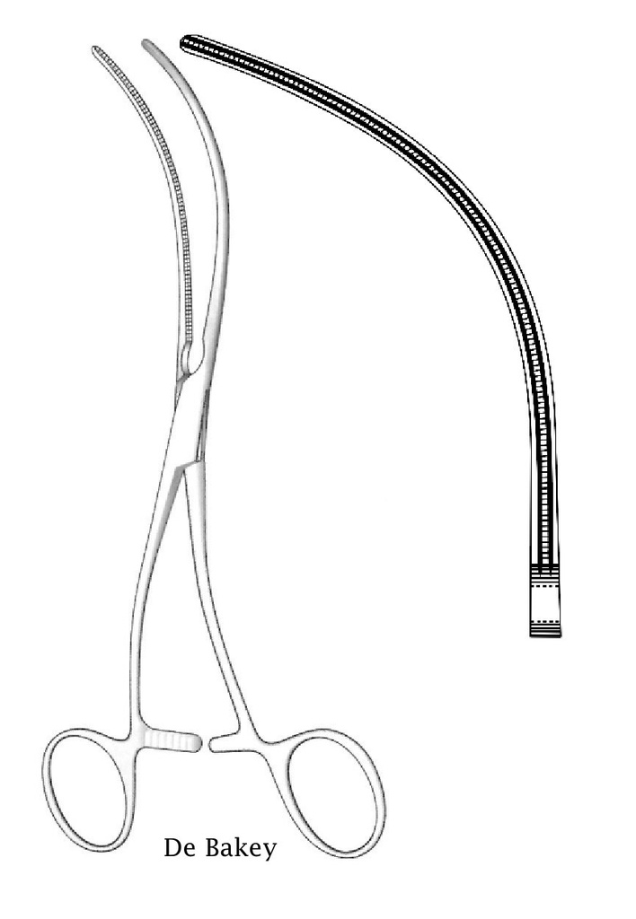 Bakey vascular clamp, s - length = 19 cm / 7-1 / 2 "