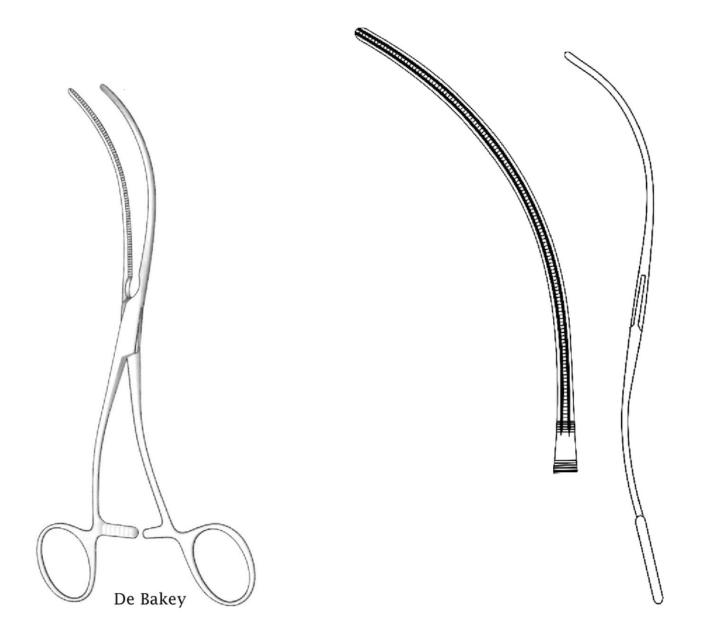 Bakey vascular clamp, S - length = 20 cm / 8 "