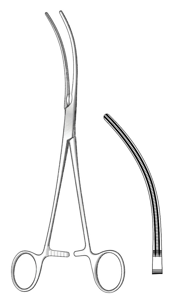Bakey vascular clamp, curve - length = 21.5 cm / 8-1 / 2 "