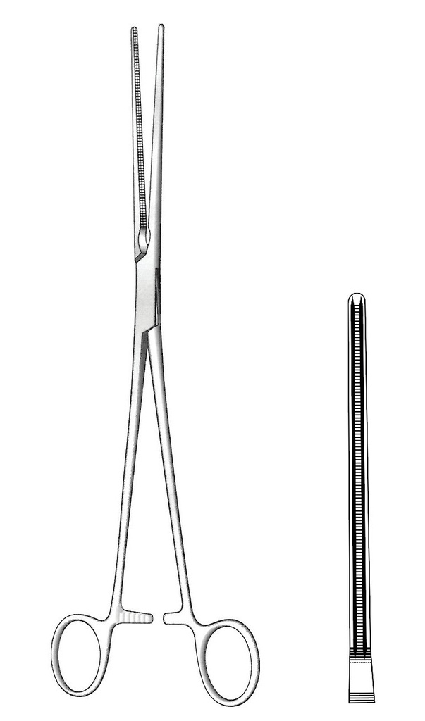 Pinza vascular De Bakey, recta - longitud = 21.5 cm / 8-1/2"