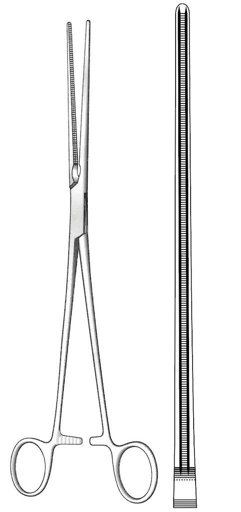 Pinza vascular De Bakey, recta - longitud = 31.5 cm / 12-1/2"
