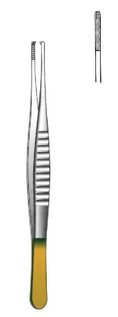 Pinza para disección De Bakey, dentado = 0.2 mm, perfil mini, TC Gold - longitud = 15 cm / 6"