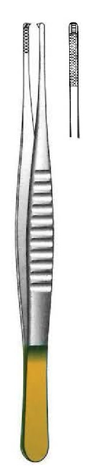 Pinza para disección De Bakey, dentado = 0.2 mm, perfil mini, TC Gold - longitud = 19 cm / 7-1/2"