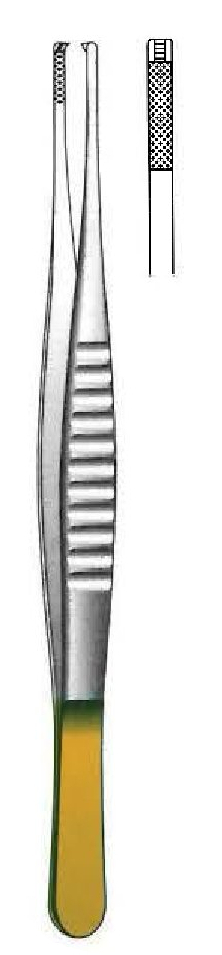 Bakey dissection clamp, fold = 0.4 mm, mini profile, Gold TC - length = 19 cm / 7-1 / 2 "