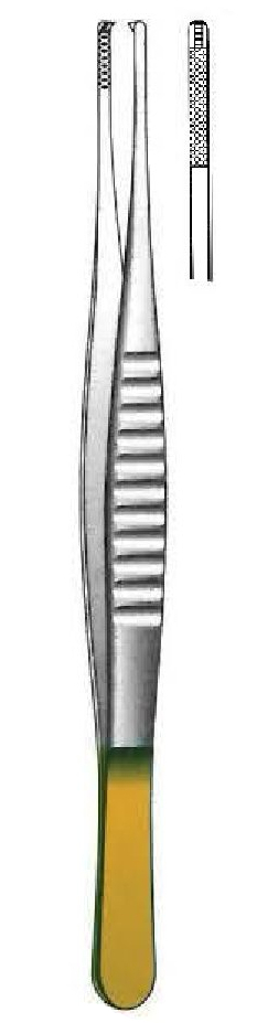 Pinza para disección De Bakey, dentado = 0.2 mm, perfil mini, TC Gold - longitud = 24 cm / 9-1/2"