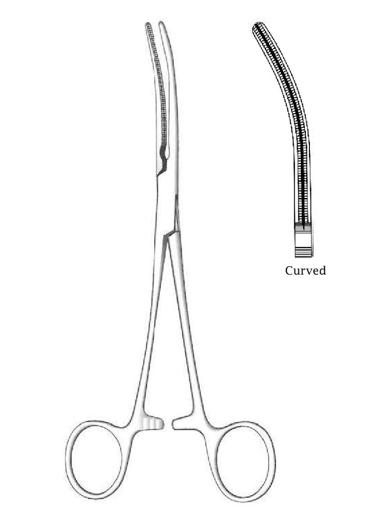 Bakey-PEAN hemostatic clamp, curve-length = 18.5 cm / 7-1 / 4 "