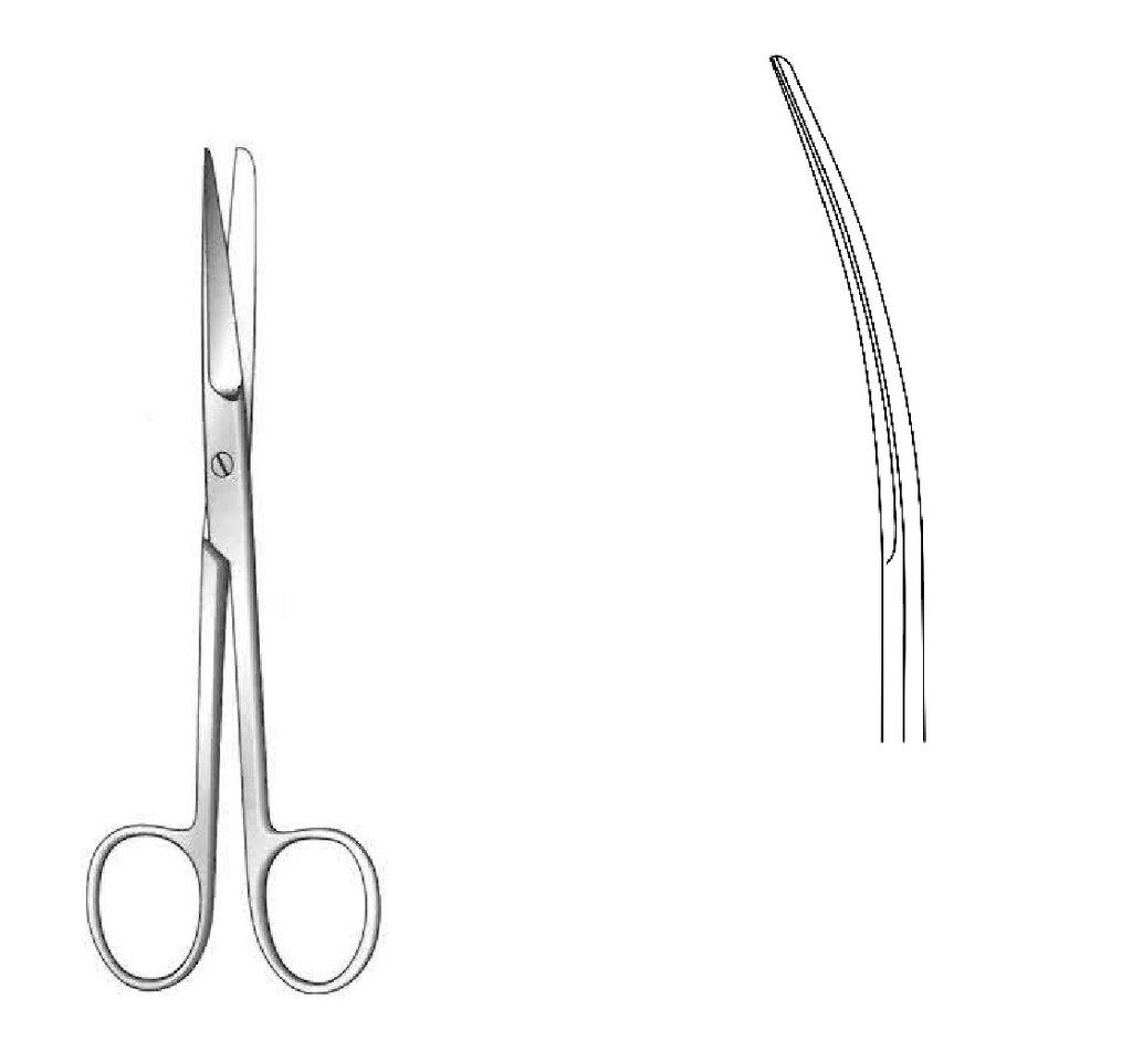 Tijera para cirugía Deaver, curva - longitud = 14 cm / 5-1/2"