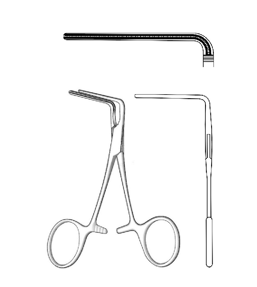 Vascular clamp Debakey, angled - length = 10 cm / 4 "