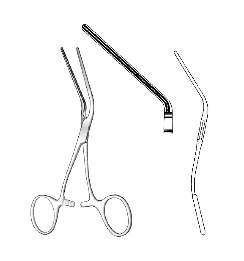 Pinza vascular Debakey, angulado - longitud = 13 cm / 5-1/4"