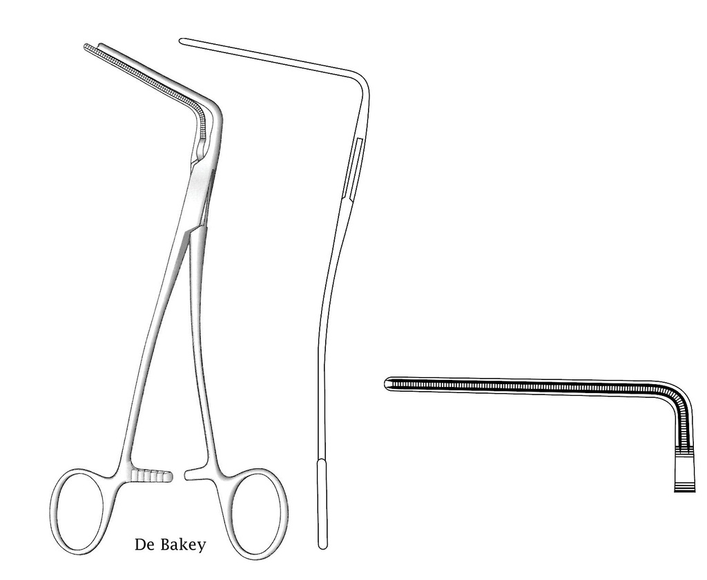 Pinza vascular Debakey, curva - longitud = 18 cm / 7"