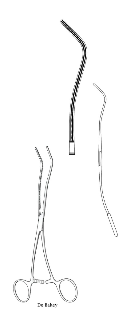 Pinza vascular Debakey, curva - longitud = 20 cm / 8"