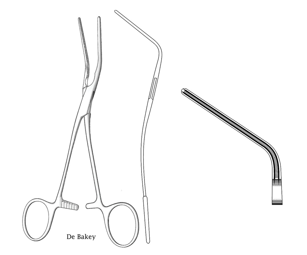 Pinza vascular Debakey, angulado - longitud = 20 cm / 8"