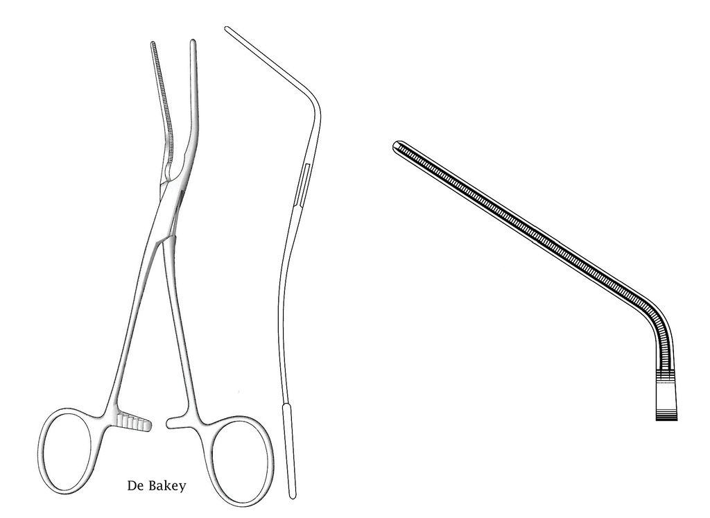 Pinza vascular Debakey, curva - longitud = 21 cm / 8-1/4"