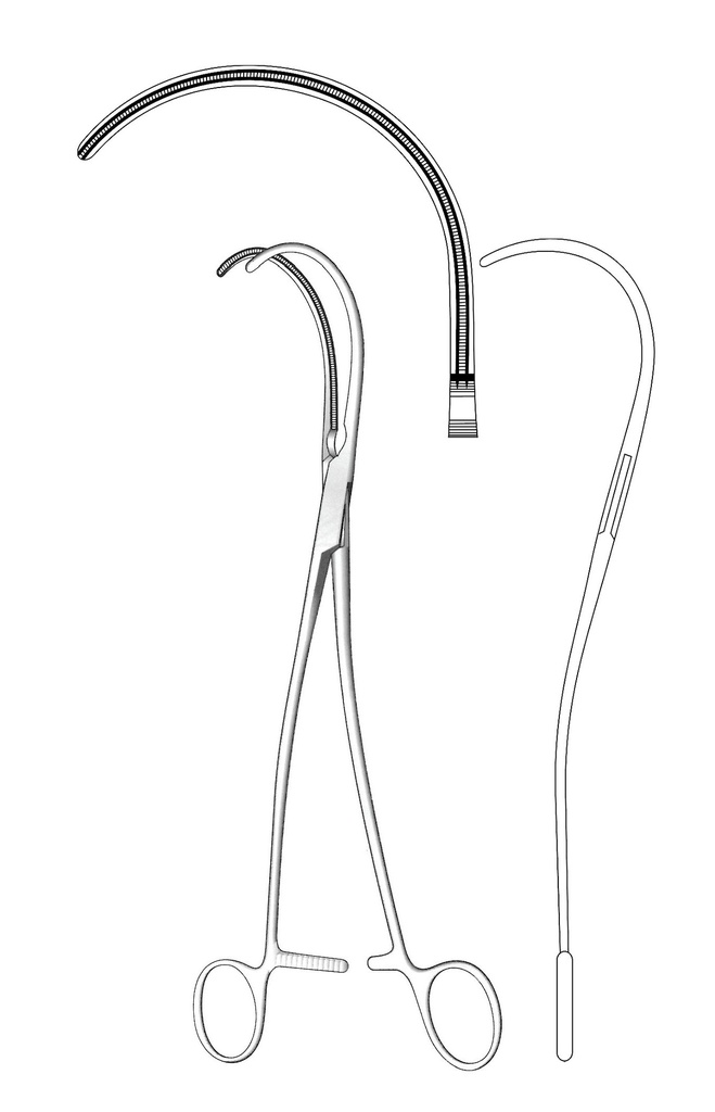 Vascular clamp Debakey, curve, full dentat - length = 25 cm / 10 "