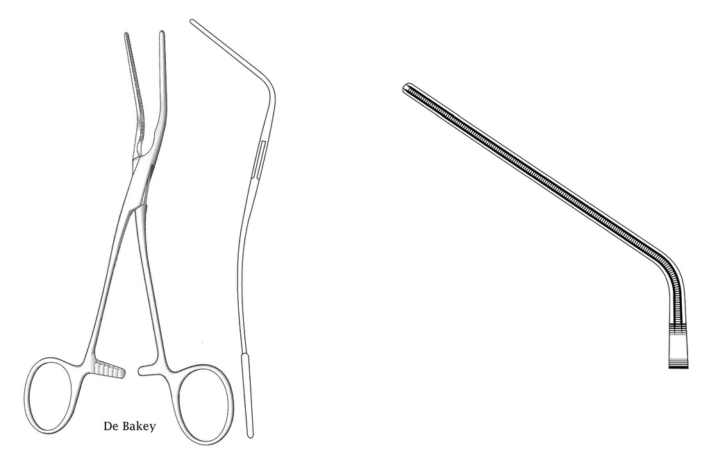 Vascular clamp Debakey, angle 45º - length = 25 cm / 10 "