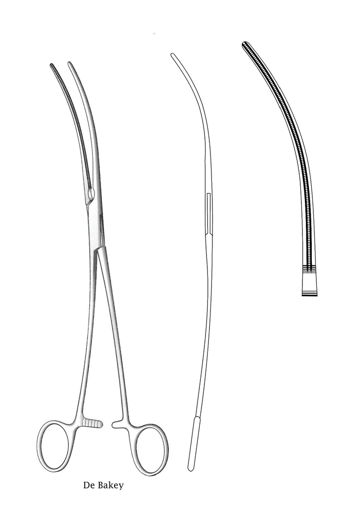 Pinza vascular Debakey, curva - longitud = 26 cm / 10-1/4"