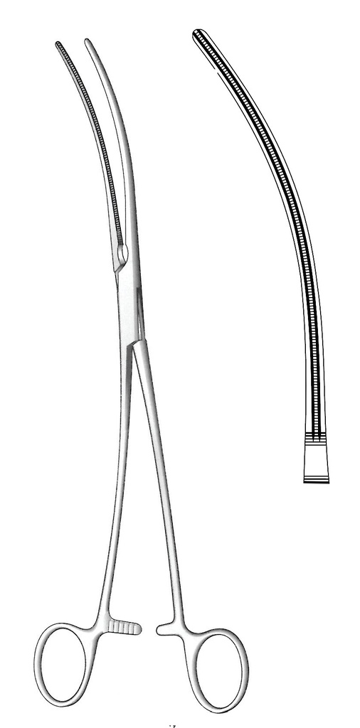 Pinza vascular Debakey, curva - longitud = 27 cm / 10-1/2"
