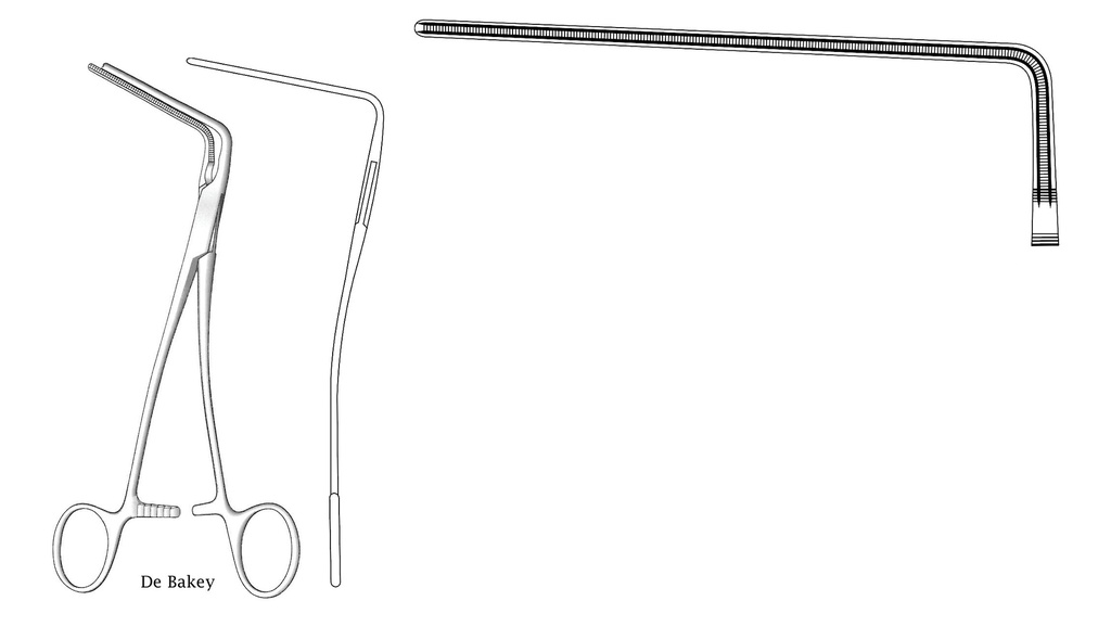 Pinza vascular Debakey, angulado - longitud = 27 cm / 10-3/4"