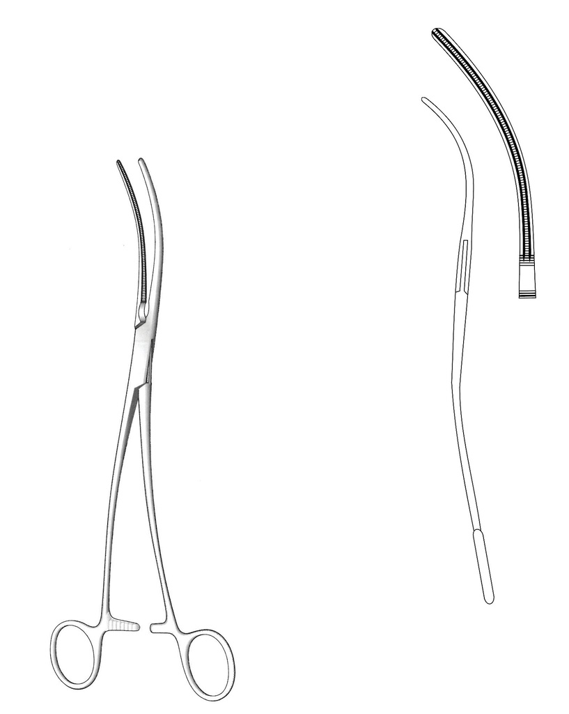 Aortica Debakey-Bahnson aneurysm clamp-length = 24 cm / 9-1 / 2 "