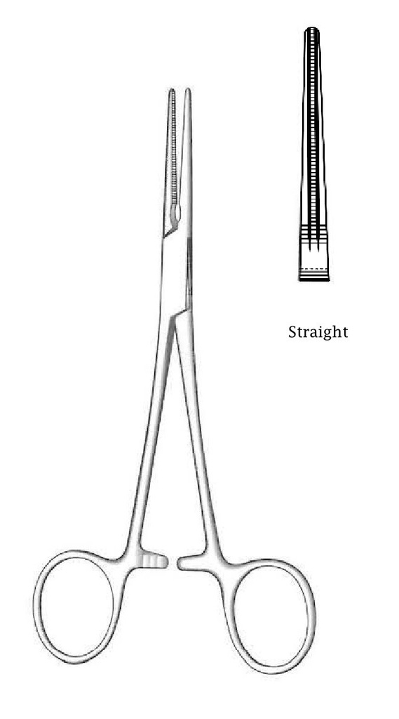 Pinza hemostática Debakey-Crile, recta - longitud = 14 cm / 5-1/2"