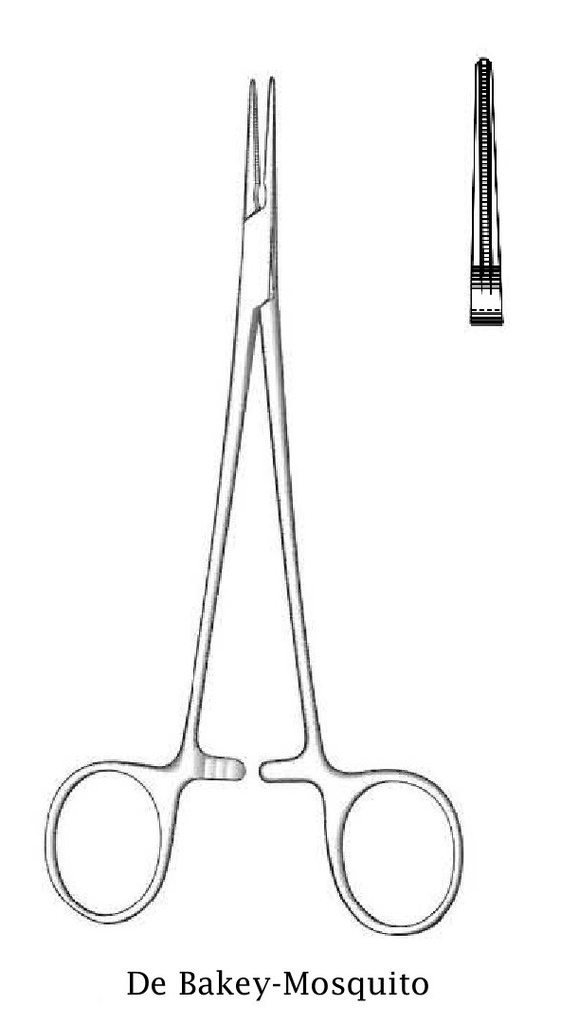 Pinza hemostática Debakey-Mosquito, recta - longitud = 12 cm / 4-3/4"
