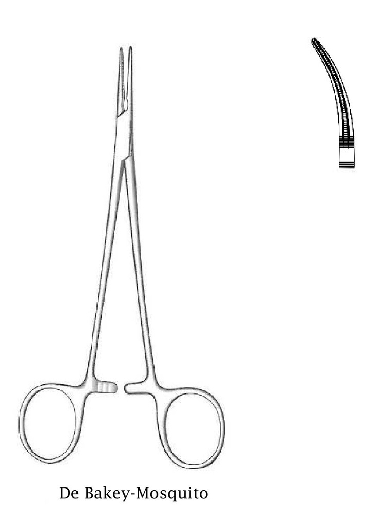 Debakey-Mosquito Hemostat, curved - length = 12 cm / 4-3/4"