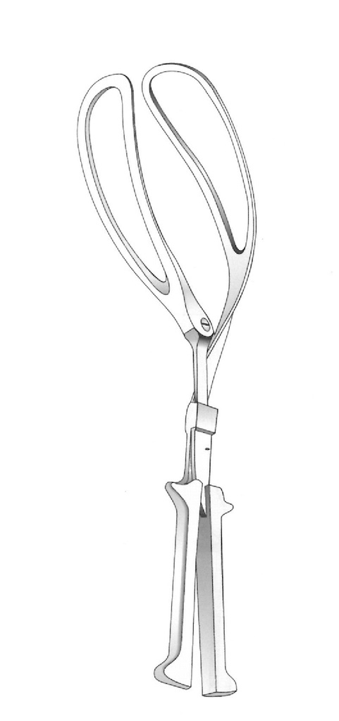 Obstetric clamp Demelin-Suzzor-Length = 32 cm / 12-1 / 2 "
