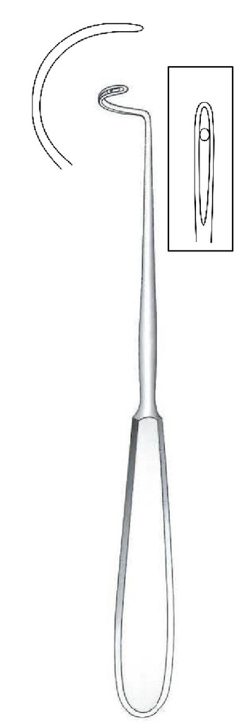 Aguja para ligadura Deschamps, desafilada, curvada a la izquierda - longitud = 20 cm / 8"