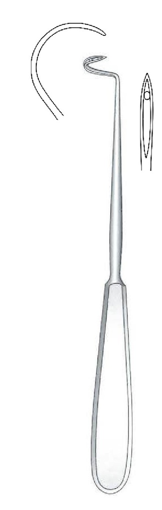 Deschamps ligation needle, sharp, curved to the left - length = 20 cm / 8 "