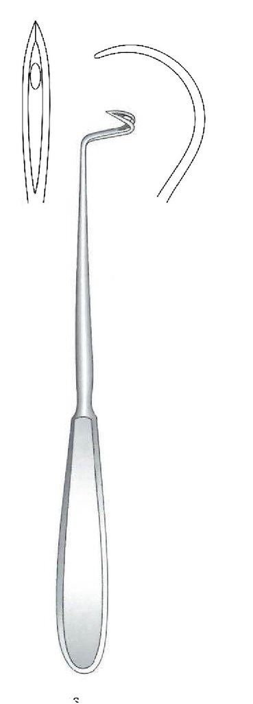 Aguja para ligadura Deschamps, afilada, curvada a la derecha - longitud = 21 cm / 8-1/4"
